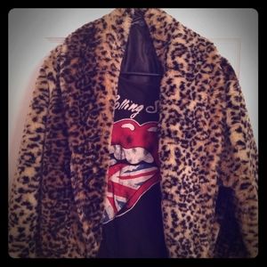 Leopard faux fur jacket